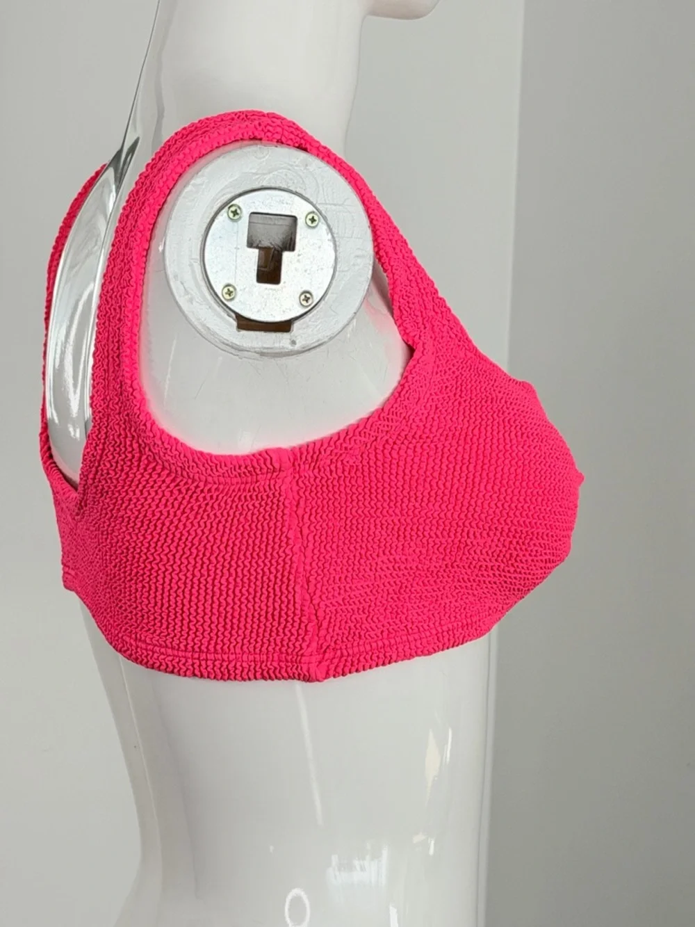 HUNZA G Juno Twist Front Bikini Top in Hot Pink